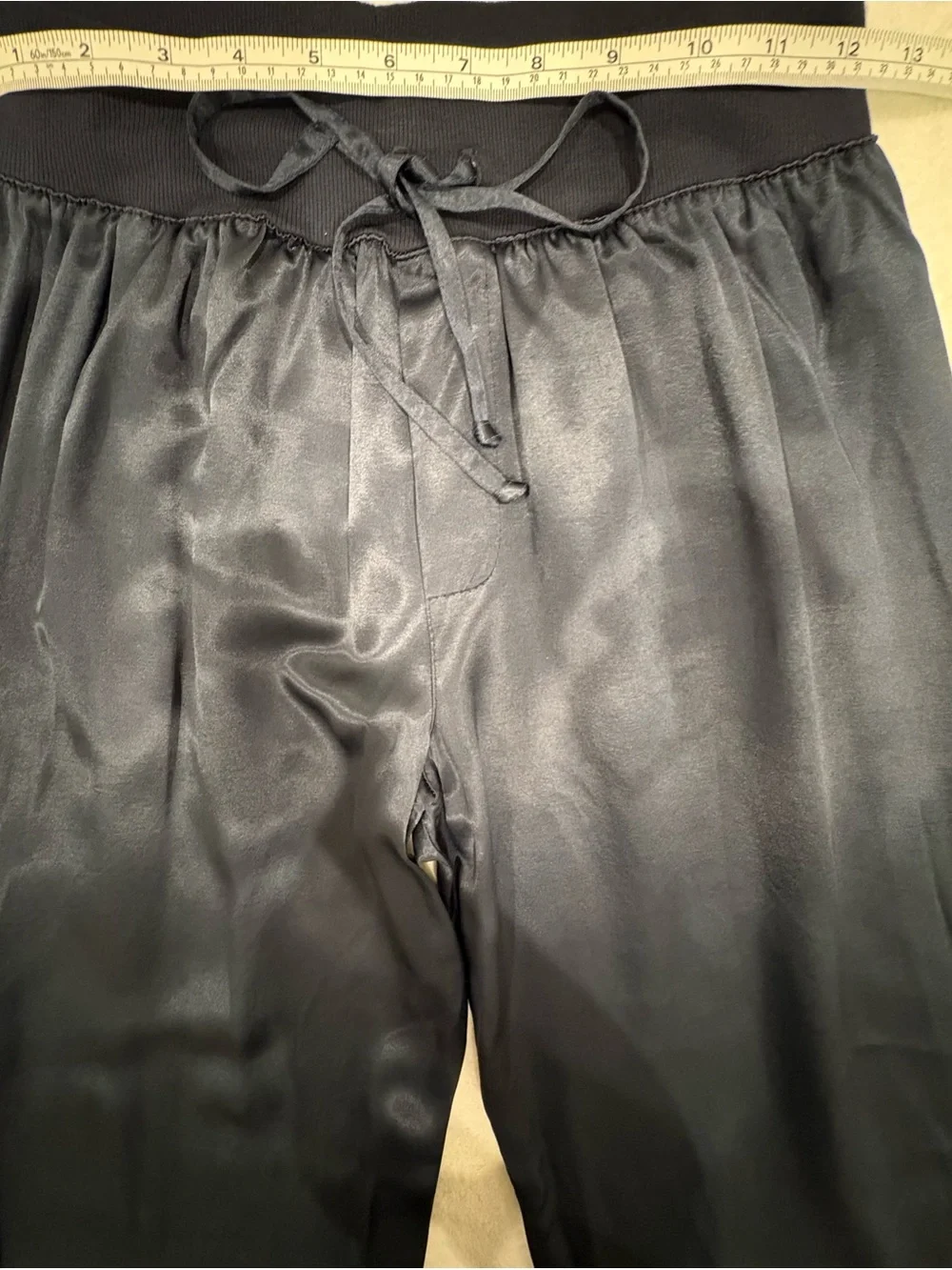 PJ Harlow Satin Lounge Set Navy Blue Size Small / Jolie Pants +Roxxy Satin Tee